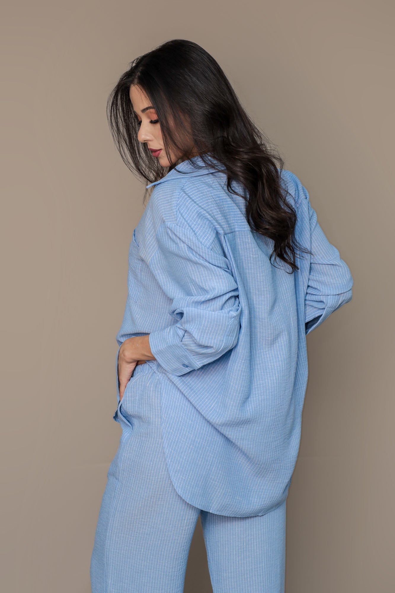Camisa Oversized Risca de Giz