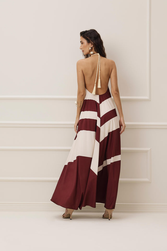 Vestido Longo Estampado Frente Única