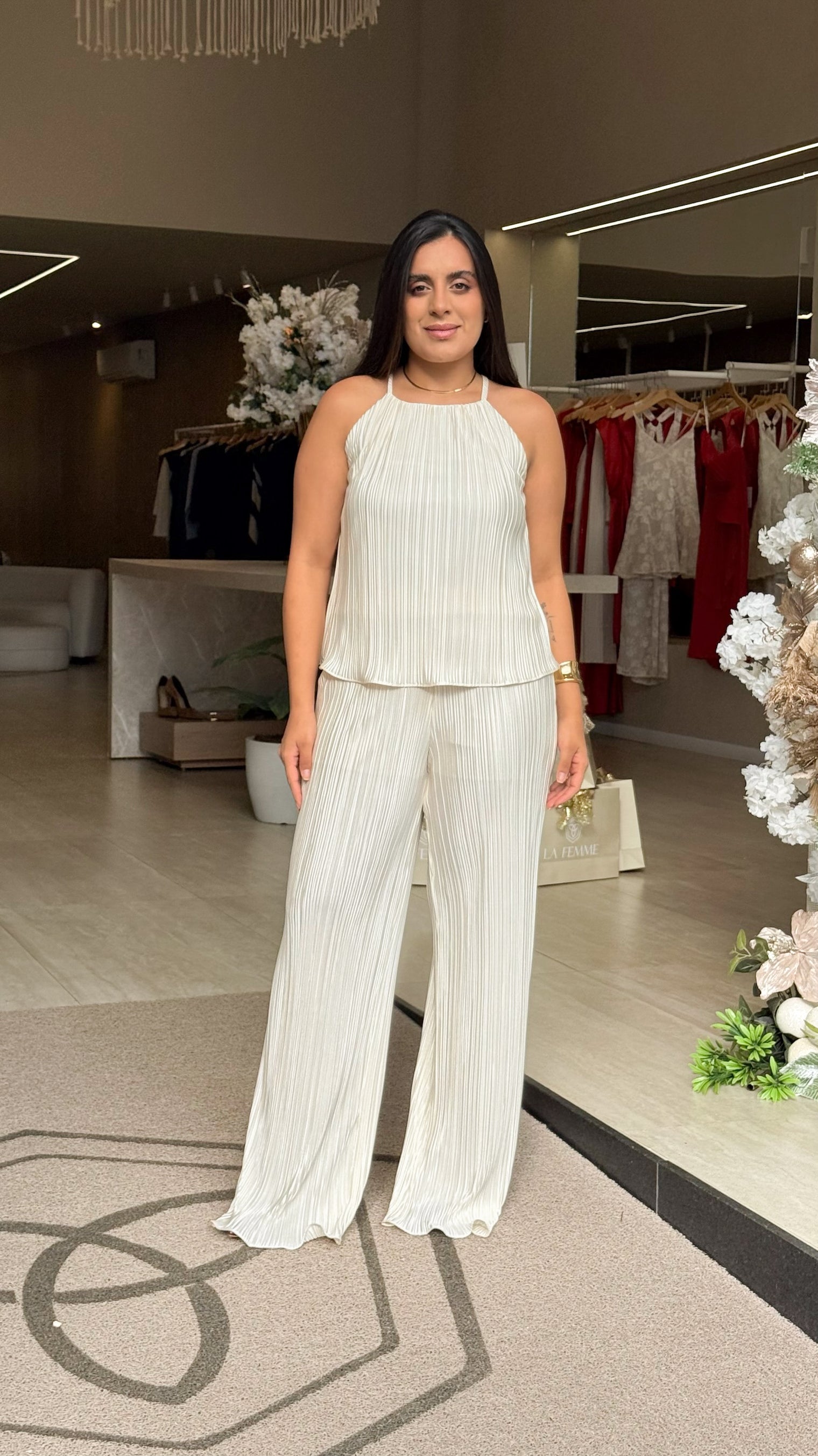 Conj Plissado Blusa e Calça