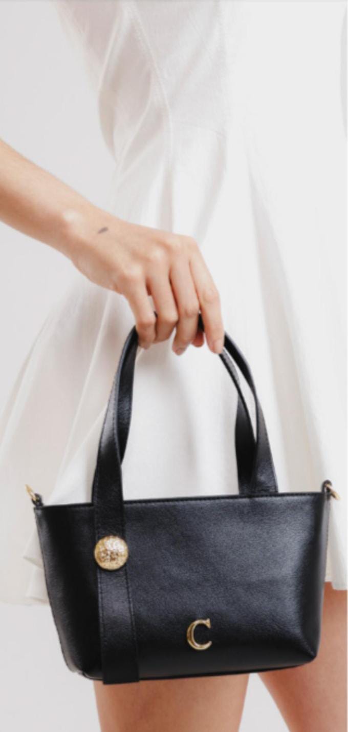 Bolsa Couro New V Metais Ouro