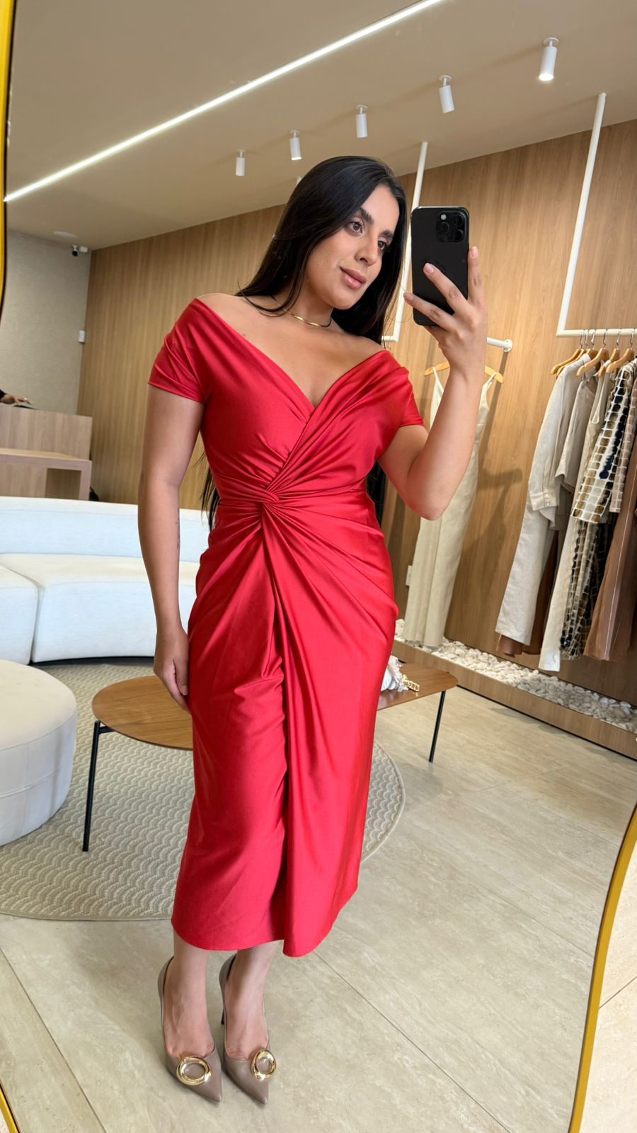 Vestido Super Midi Liso C/Torção