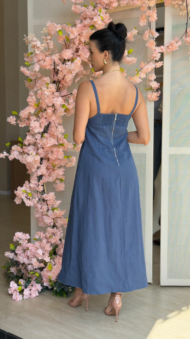 Vest Ramie Midi Curto Alças