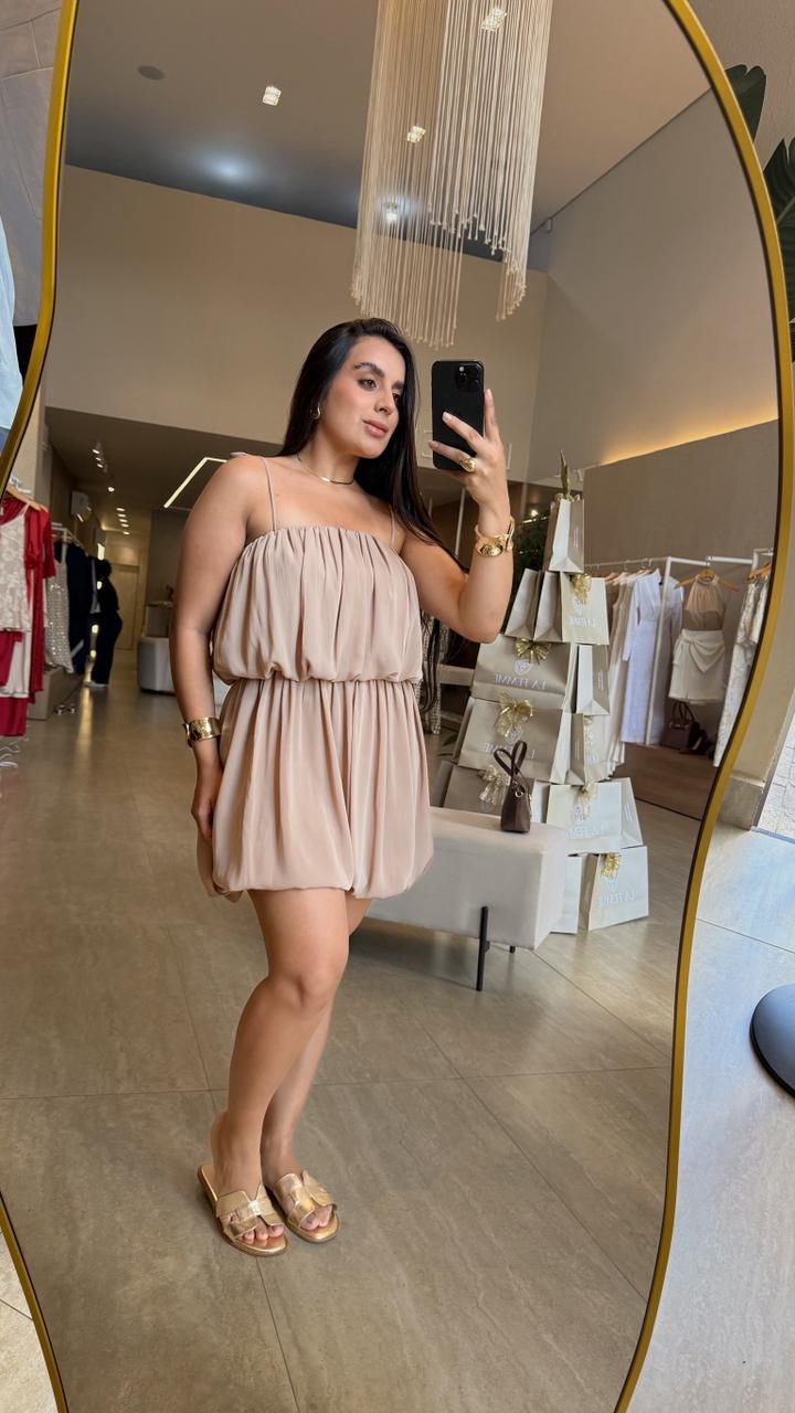 Vestido Curto Chiffon Alça