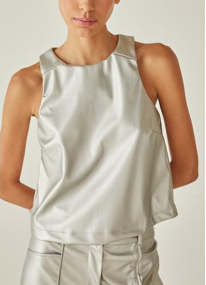 Blusa Couro Prata