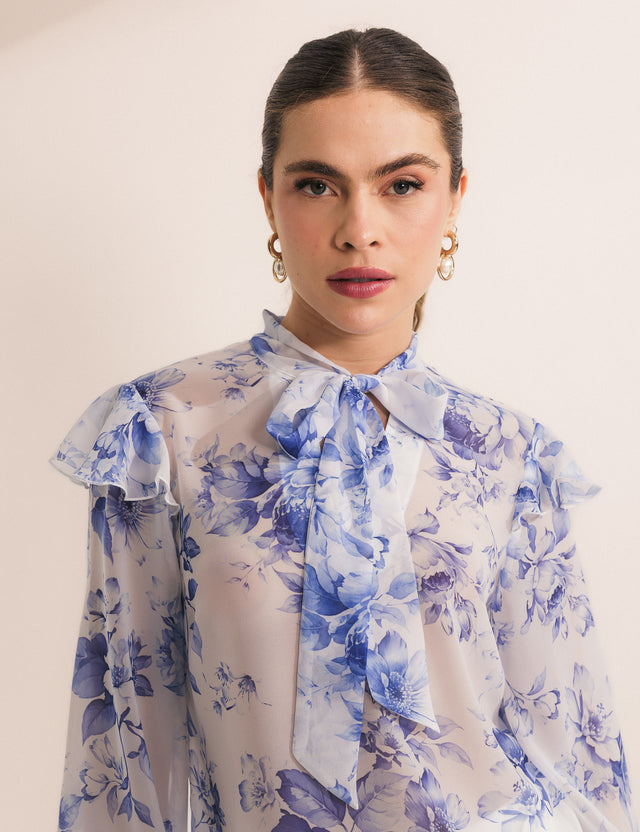 Blusa Floral Azul