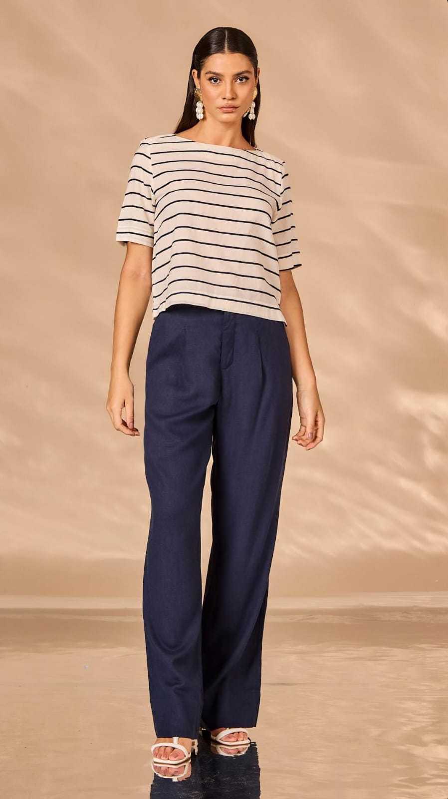 Blusa M/C Listrada Listrado Marinho