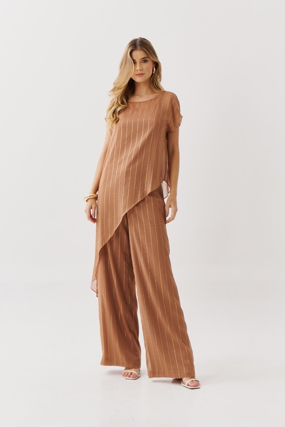 Conj Chiffon Blusa e Calça