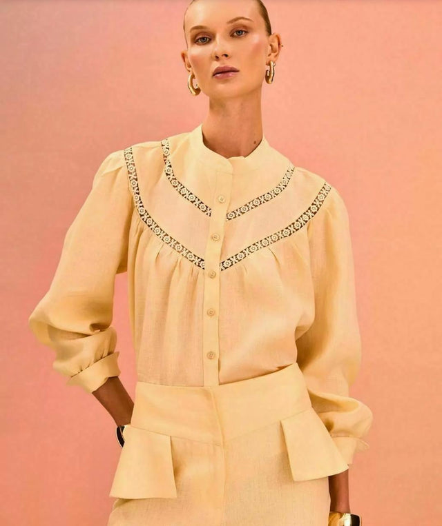 Camisa Entremeios Renda Linho 100%