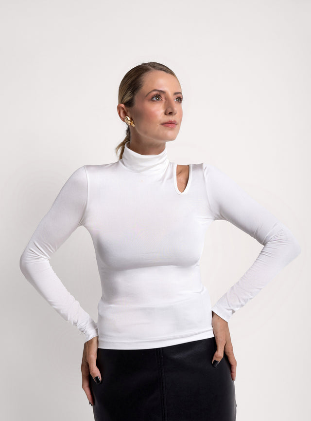 Blusa Malha Recorte Off