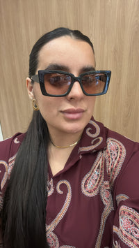 Gold Quadrado Preto Lente  Marrom Degradê