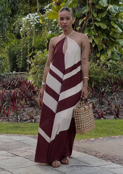 Vestido Longo Estampado Frente Única