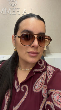 Aviador Médio Bee Marrom Lente Degradê