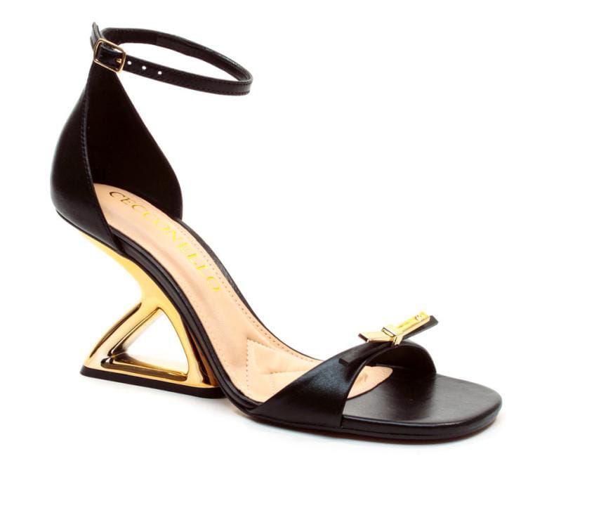 Sandalias New Venetto Couro Preto
