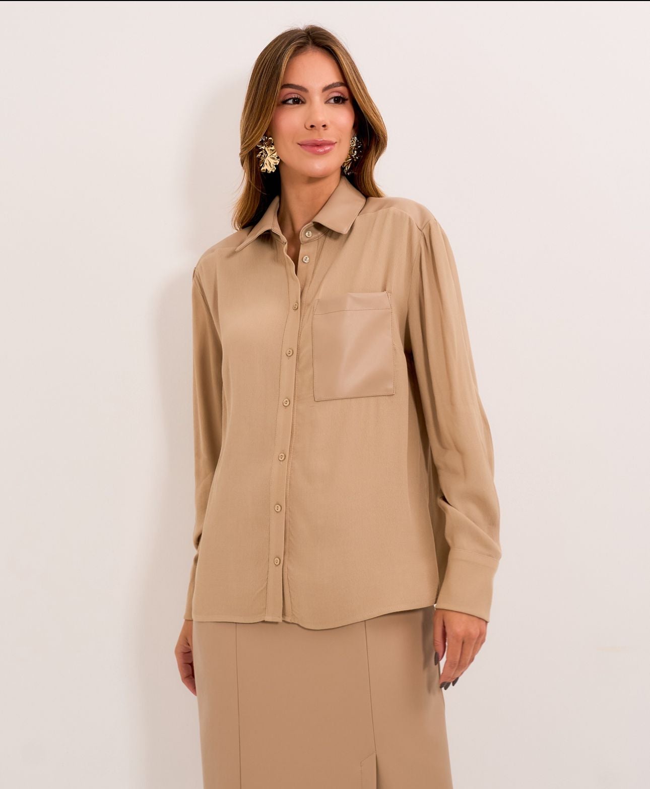 Camisa Recorte Bege