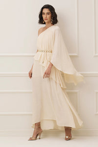 Vestido Longo Liso Ombro Único C/ Camadas