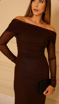 Vestido Drapeado de Tule