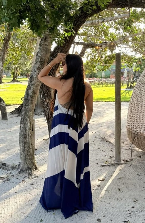 Vestido Longo Estampado Frente Única