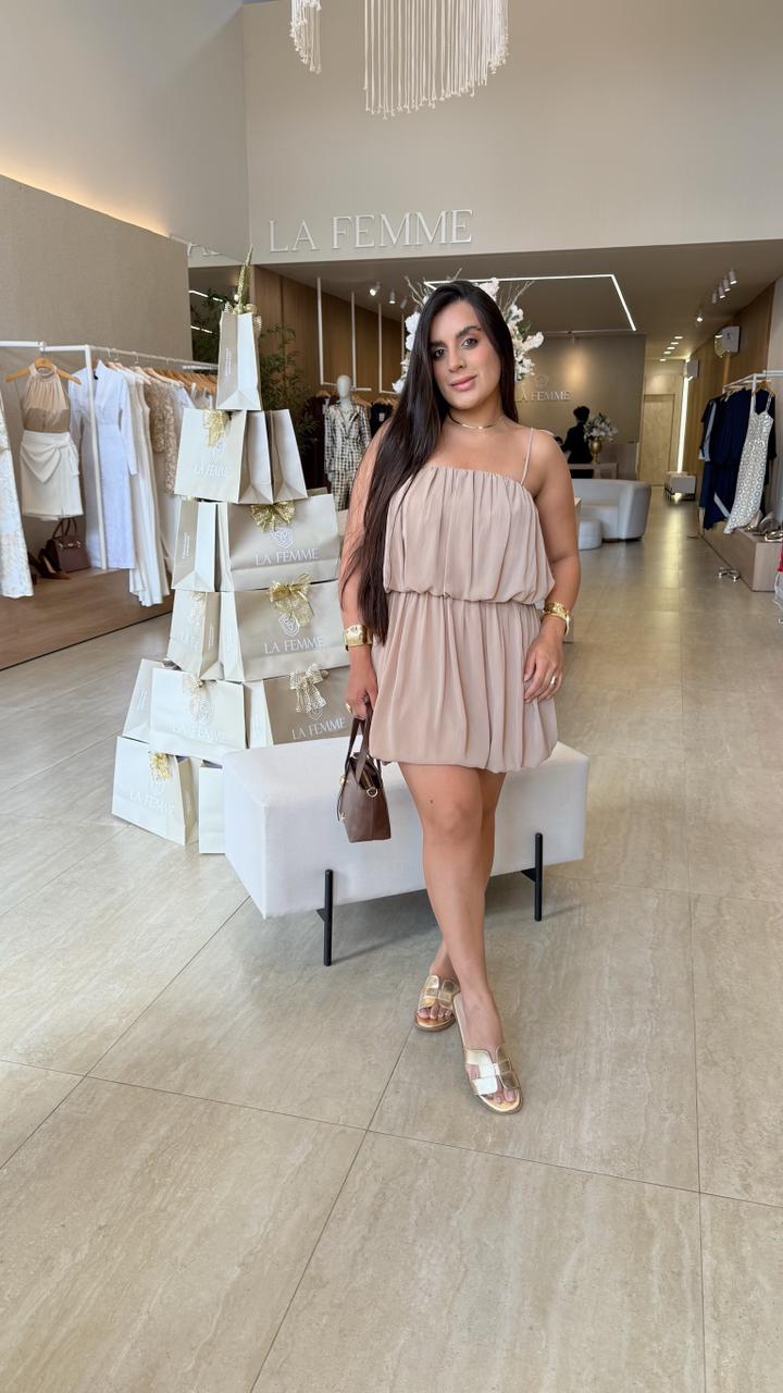 Vestido Curto Chiffon Alça