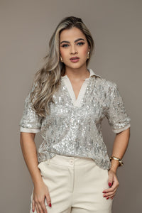 Blusa Polo de Paetê