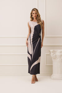 Vestido Longo Estampado C/ Metal