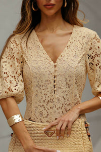 Vest Midi Renda Com Manga