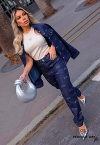 Calça Mon Bolso Na Frente PW  Azul Jeans
