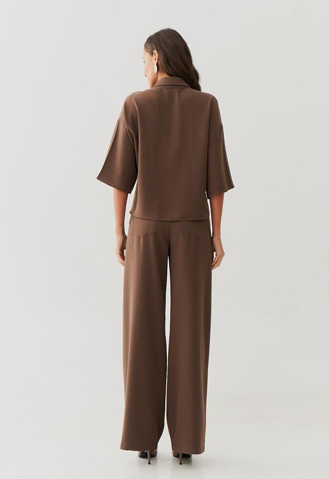 Conj Alf Crepe Calca Bolsos Camisa Over