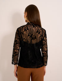Blusa Renda Veludo  Preto