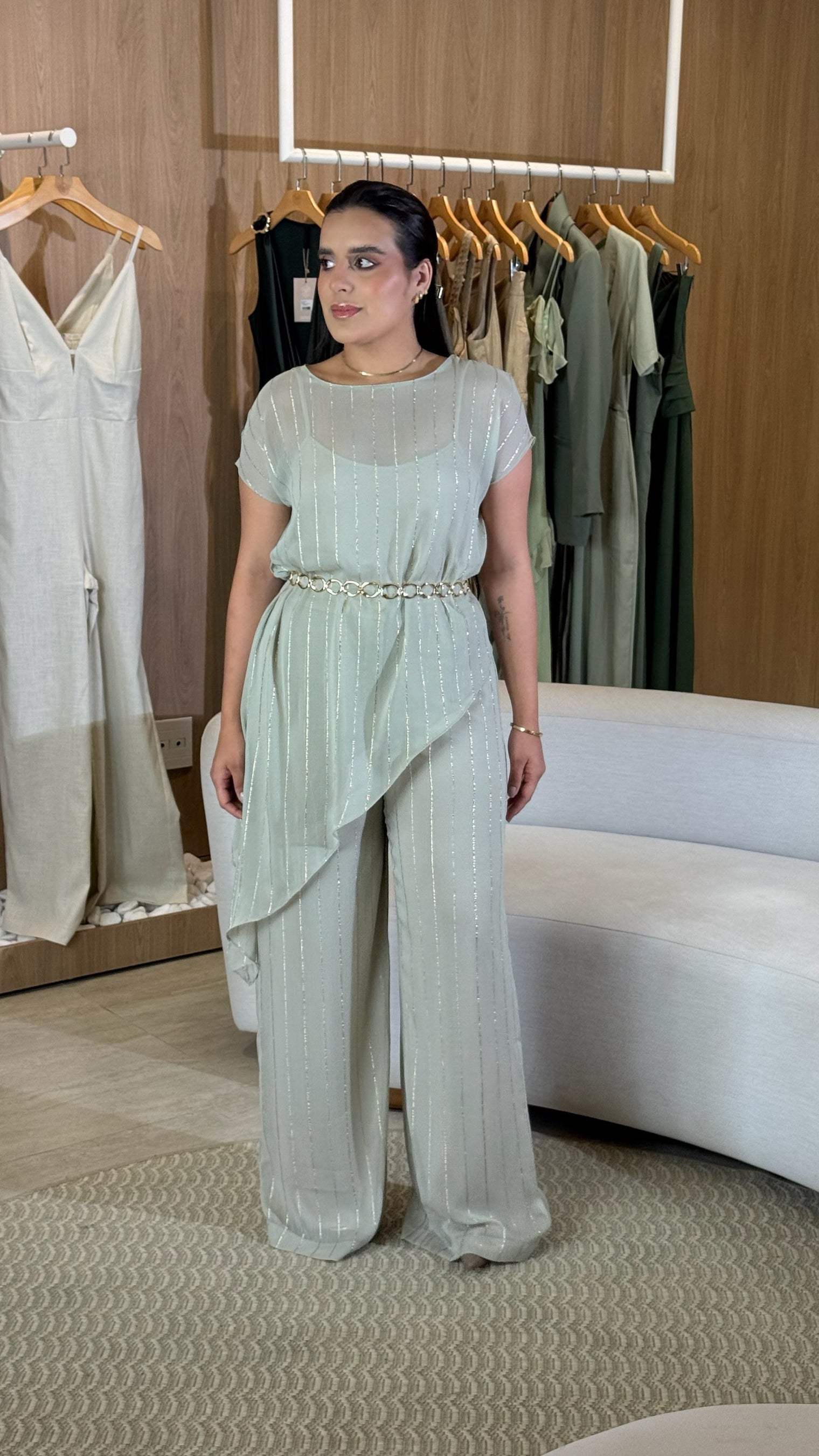 Conj Chiffon Blusa e Calça