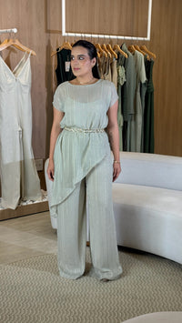 Conj Chiffon Blusa e Calça