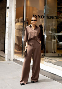 Conj Alf Crepe Calca Bolsos Camisa Over