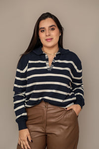 Blusa Tricot Polo Manga Longa Listrada