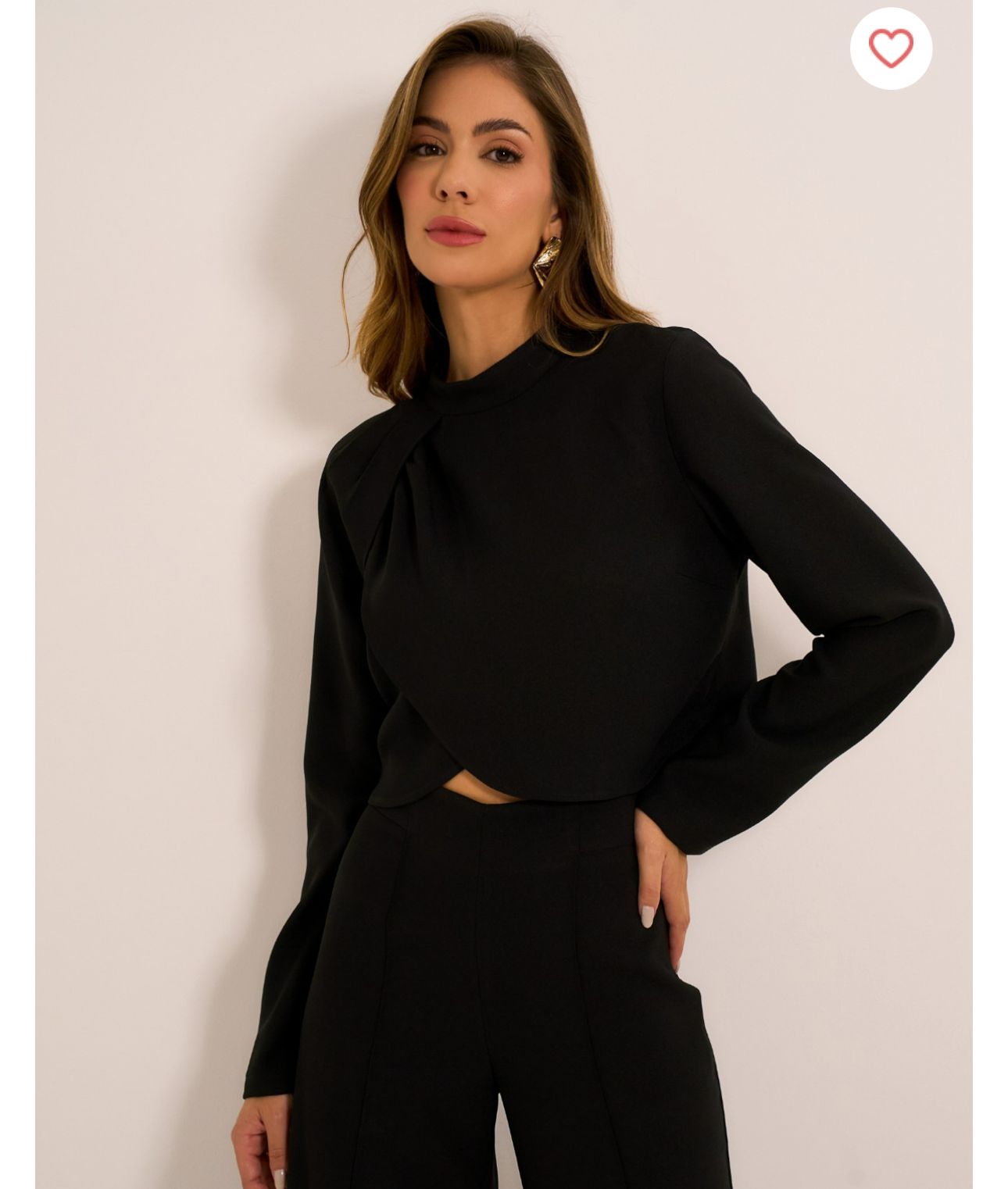 Blusa Prega Alfaiataria M Preto
