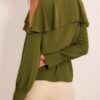 Blusa Babados Crepe Texturizada M Verde