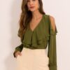 Blusa Babados Crepe Texturizada M Verde - Image 2
